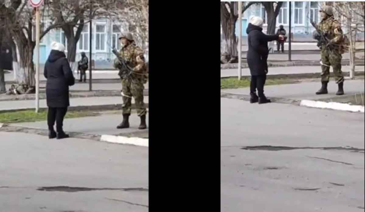 Curaj fara margini! O ucraineanca infrunta un soldat rus