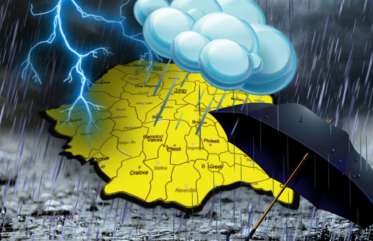 ALERTA METEO! Vin furtuni peste Romania: ploi torentiale, vijelii si grindina in 17 judete. Zonele lovite de vremea extrema
