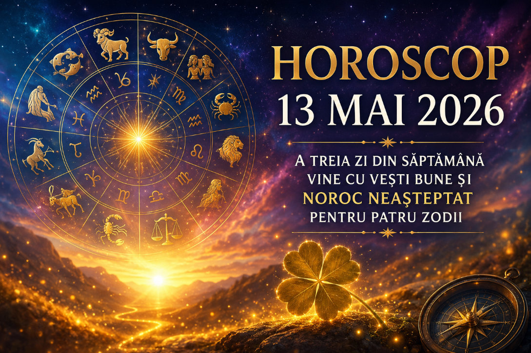Horoscop 13 mai 2026. A treia zi din saptamana vine cu vesti bune si noroc neasteptat pentru patru zodii