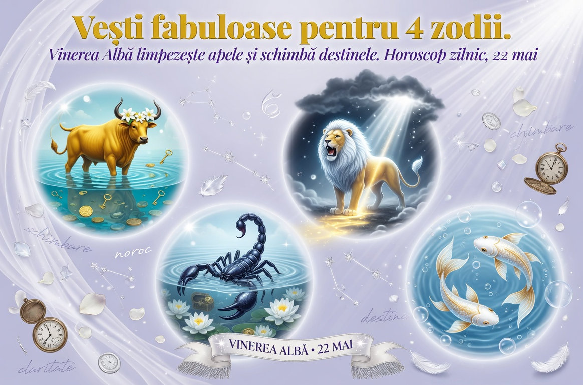 Horoscop zilnic, 22 mai 2026. Ziua de Vineri aduce schimbari importante pentru multe zodii. Patru nativi primesc vesti care le pot schimba destinul