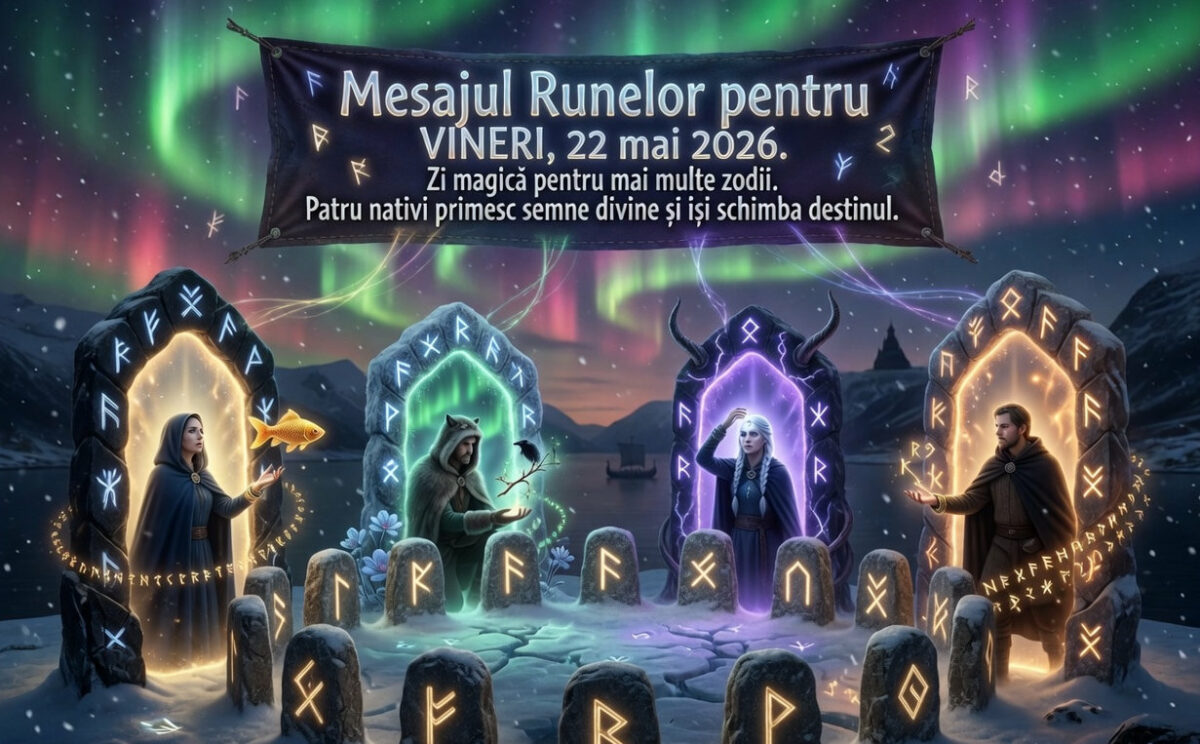 Mesajul Runelor pentru VINERI, 22 mai 2026. Zi magica pentru mai multe zodii. Patru nativi primesc semne divine si isi schimba destinul