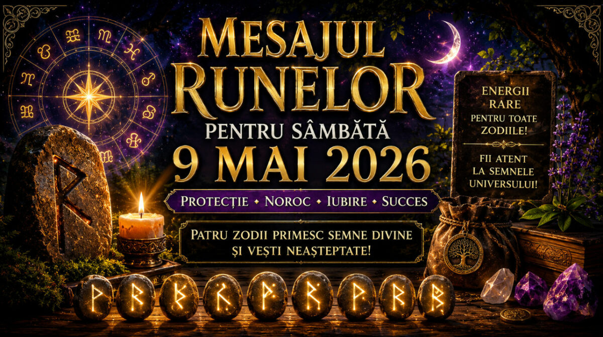 Mesajul Runelor pentru sambata, 9 mai 2026. Zi magica pentru mai multi nativi. Patru zodii primesc semne divine si vesti neasteptate
