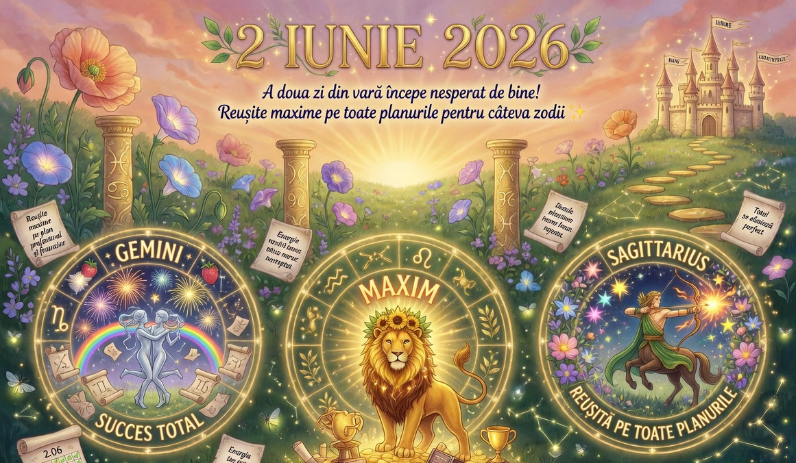 Horoscop 2 iunie 2026. A doua zi de vara incepe nesperat de bine pentru cateva zodii! Vor avea parte de reusite maxime pe toate planurile