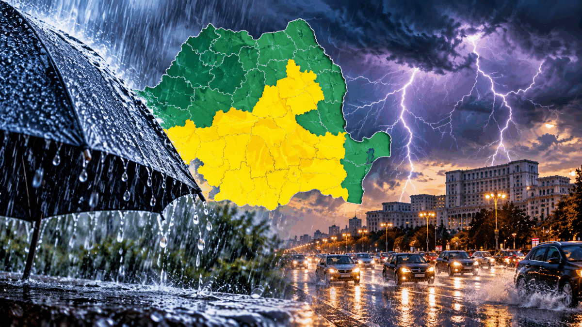 Alerta meteo! Cod galben de ploi torentiale in mai multe judete. Temperaturile se prabusesc! Ce urmeaza in Bucuresti